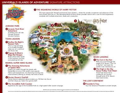 UNIVERSAL’S ISLANDS OF ADVENTURE SIGNATURE ATTRACTIONS 1 The Wizarding World of Harry Potter ● most spectacular themed environment ever created — where the wonder, excitement and adventure of the 	 The Harry Potter