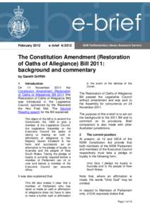 February[removed]e-brief[removed]The Constitution Amendment (Restoration of Oaths of Allegiance) Bill 2011: