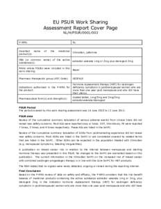 EU PSUR Work Sharing Assessment Report Cover Page NL/H/PSUR[removed]P-RMS:  NL