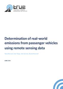 Determination of real-world emissions from passenger vehicles using remote sensing data Yoann Bernard, Uwe Tietge, John German, Rachel Muncrief  JUNE 2018