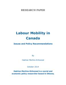 RESEARCH PAPER  Labour Mobility in Canada Issues and Policy Recommendations