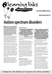 www.learninglinks.org.au Information Sheet 36 Autism spectrum disorders I