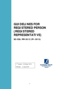 GUIDELINES FOR REGISTERED PERSON (REGISTERED REPRESENTATIVE) SC-CGL/RRR1-2015)