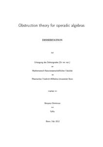 Obstruction theory for operadic algebras DISSERTATION zur Erlangung des Doktorgrades (Dr. rer. nat.)