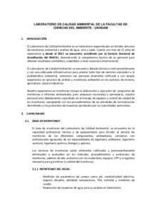 LABORATORIO DE CALIDAD AMBIENTAL DE LA FACULTAD DE CIENCIAS DEL AMBIENTE - UNASAM 1.  INTRODUCCIÓN