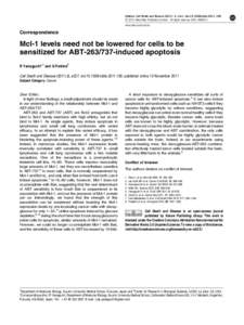 Mcl-1 levels need not be lowered for cells to be sensitized for ABT-263&sol;737-induced apoptosis