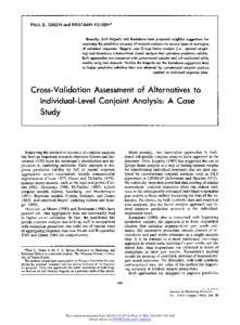 Cross-Validation Assessment of Alternatives to Individual-Level Conjoint Analysis: A Case Study