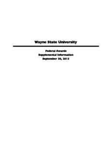 Wayne State University Federal Awards Supplemental Information September 30, 2015  Wayne State University