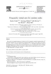 ARTICLE IN PRESS  Stochastic Processes and their Applications–1517 www.elsevier.com/locate/spa  Frequently visited sets for random walks