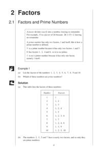 2 Factors  MEP Y8 Practice Book A 2.1 Factors and Prime Numbers A factor divides exactly into a number, leaving no remainder.