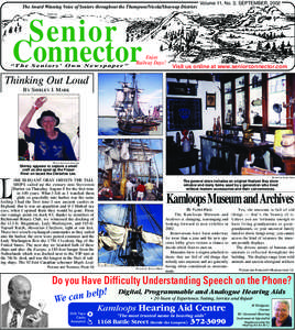 The Award Winning Voice of Seniors throughout the Thompson/Nicola/Shuswap Districts  Senior Connector  “The Seniors’ Own Newspaper”