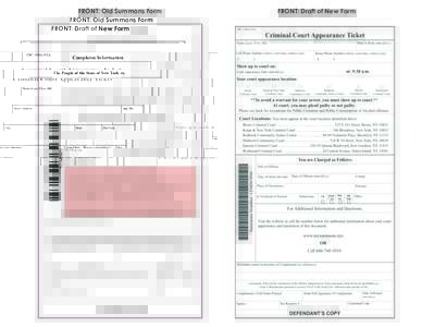 FRONT: Old Summons Form CRCFRONT: Draft of New Form  Complaint/Information