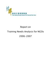 Report on Training Needs Analysis for NGOs Table of Contents