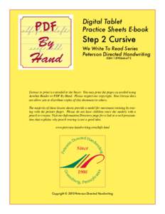 Digital Tablet Practice Sheets E-book Step 2 Cursive We Write To Read Series Peterson Directed Handwriting