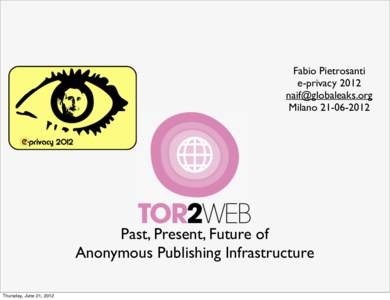 Fabio Pietrosanti e-privacyMilanoPast, Present, Future of