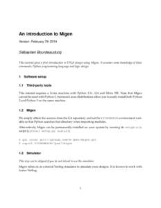 An introduction to Migen Version: February 7th 2014 ´ Sebastien Bourdeauducq