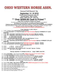 Annual Fall Round- Up SeptemberALLEN County Fairgrounds, Lima, OH Covered Arena - Rain or Shine OWHA / OWHA CIF & PIF / Approved