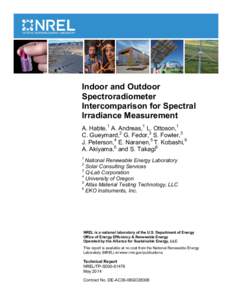 Indoor and Outdoor Spectroradiometer Intercomparison for Spectral Irradiance Measurement