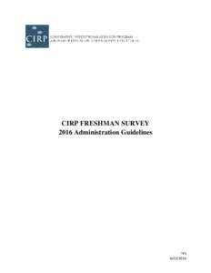 CIRP FRESHMAN SURVEY 2016 Administration Guidelines TFS