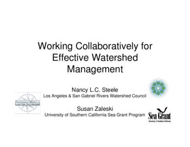 Working Collaboratively for Effective Watershed Management Nancy L.C. Steele Los Angeles & San Gabriel Rivers Watershed Council