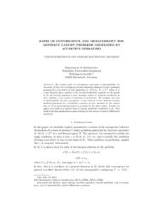 RATES OF CONVERGENCE AND METASTABILITY FOR ABSTRACT CAUCHY PROBLEMS GENERATED BY ACCRETIVE OPERATORS ULRICH KOHLENBACH AND ANGELIKI KOUTSOUKOU-ARGYRAKI  Department of Mathematics
