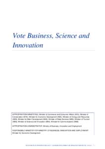 Vote Business, Science and Innovation - Vol 1 Economic Development and Infrastructure Sector - The Estimates of AppropriationsBudget 2016