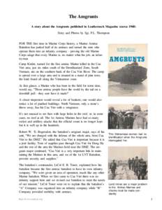 The Amgrunts A story about the Amgrunts published in Leatherneck Magazine (curca[removed]Story and Photos by Sgt. P.L. Thompson FOR THE first time in Marine Corps history, a Marine Amtrac Battalion has parked half of its a