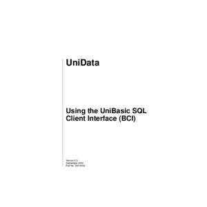 UniData  Using the UniBasic SQL Client Interface (BCI)  Version 6.0