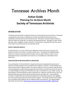 Tennessee Archives Month Action Guide Planning For Archives Month Society of Tennessee Archivists INTRODUCTION