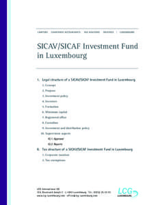 SICAV/SICAF Investment Fund in Luxembourg | Formation, Minimum capital, Tax
