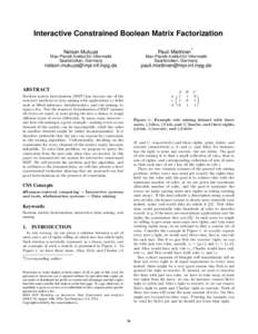 Interactive Constrained Boolean Matrix Factorization Nelson Mukuze PauIi Miettinen  Max-Planck-Institut für Informatik