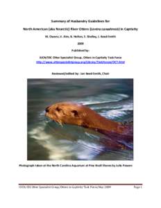 Summary of Husbandry Guidelines for North American River Otters in Captivity
