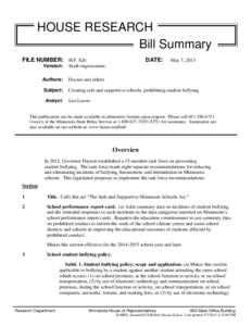 HOUSE RESEARCH Bill Summary FILE NUMBER: H.F. 826 DATE: