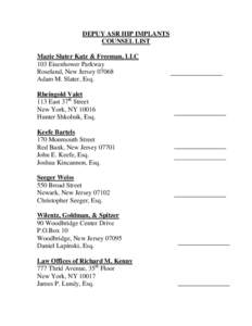 Microsoft Word - DEPUY ASR HIP IMPLANTS Counsel List[removed]doc