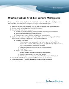 Basic Procedure  Washing Cells in XF96 Cell Culture Microplates This procedure describes replacing the growth medium with assay medium for adherent cells grown in XF96 cell culture microplates prior to being assayed usin