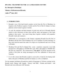 Microsoft Word - PRESENTATION  ADDIS  RWANDA AS  LANDLOCKED COUNTRY..doc