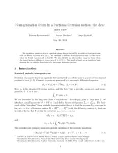 Homogenization driven by a fractional Brownian motion: the shear layer case Tomasz Komorowski∗ Alexei Novikov†