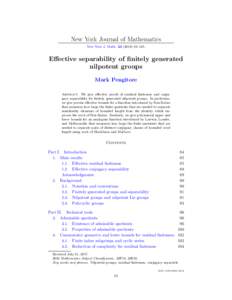 New York Journal of Mathematics New York J. Math–145. Effective separability of finitely generated nilpotent groups Mark Pengitore