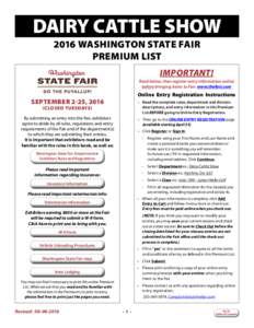 _  DAIRY CATTLE SHOW 2016 WASHINGTON STATE FAIR PREMIUM LIST IMPORTANT!