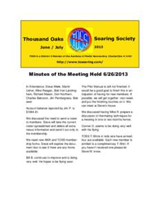 Thousand Oaks June / July Soaring Society 2013