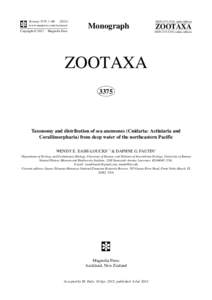 Taxonomy and distribution of sea anemones (Cnidaria: Actiniaria and Corallimorpharia) from deep water of the northeastern Pacific