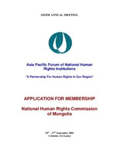 Application for Membership - National Human Rights Commission of Mongolia