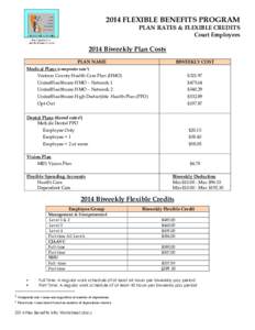 2014 FLEXIBLE BENEFITS PROGRAM PLAN RATES & FLEXIBLE CREDITS Court Employees 2014 Biweekly Plan Costs PLAN NAME