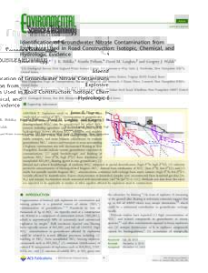 Article pubs.acs.org/est Identiﬁcation of Groundwater Nitrate Contamination from Explosives Used in Road Construction: Isotopic, Chemical, and Hydrologic Evidence