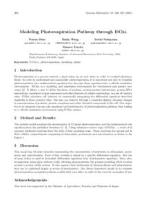 Genome Informatics 12: 306–Modeling Photorespiration Pathway through E-Cell Pawan Dhar