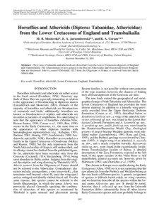 Paleontological Journal, Vol. 37, No. 2, 2003, pp. 162–169. Translated from Paleontologicheskii Zhurnal, No. 2, 2003, pp. 57–64. Original Russian Text Copyright © 2003 by Mostovski, Jarzembowski, Coram. English Translation Copyright © 2003 by åÄIä “Nauka /Interperiodica” (Russia).