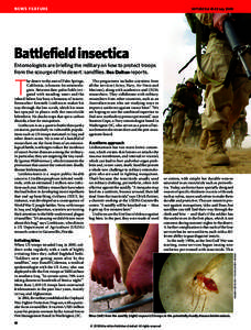NEWS FEATURE  NATURE|Vol 454|3 July 2008 Battlefield insectica Entomologists are briefing the military on how to protect troops