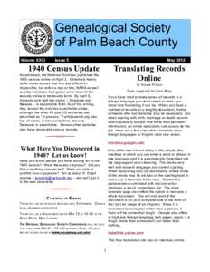 Genealogical Society of Palm Beach County Volume XXXI Issue 5