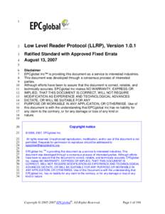 1  2 Low Level Reader Protocol (LLRP), Version 1.0.1