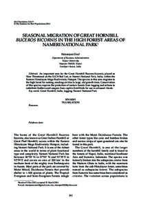 Bird Populations 13:6-9 © The Institute for Bird Populations 2014 SEASONAL MIGRATION OF GREAT HORNBILL BUCEROS BICORNIS IN THE HIGH FOREST AREAS OF NAMERI NATIONAL PARK1
